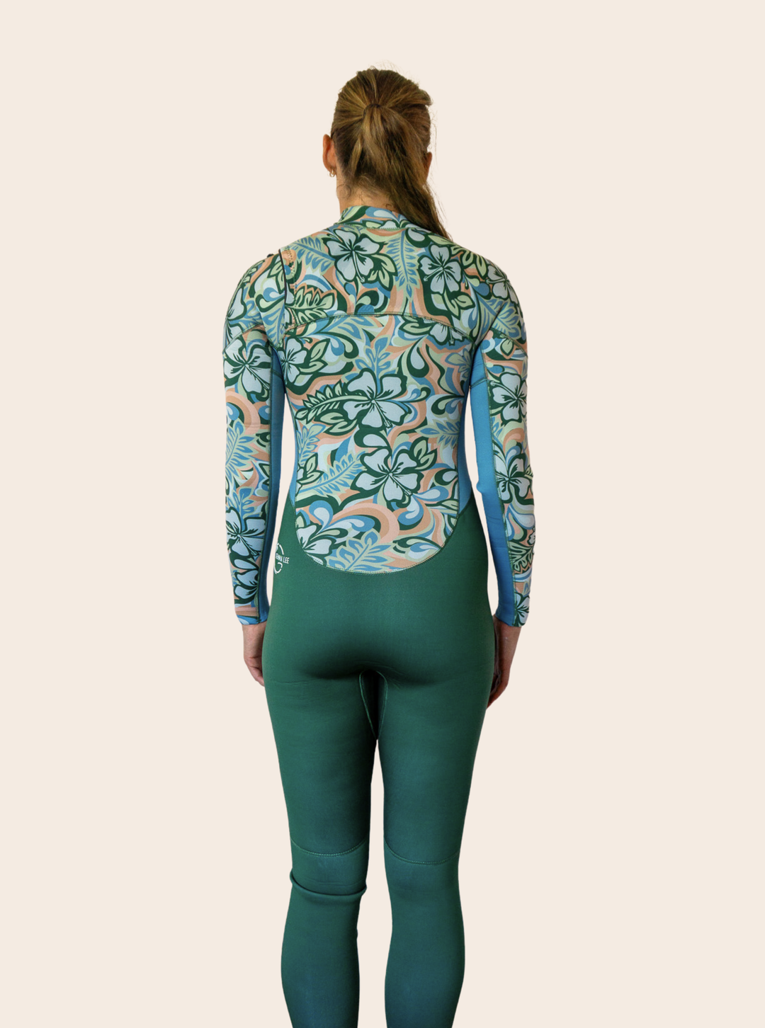 Hibiscus Blue/ Tan Steamer Wetsuit 4/3mm- SAMPLE- SIZE 10