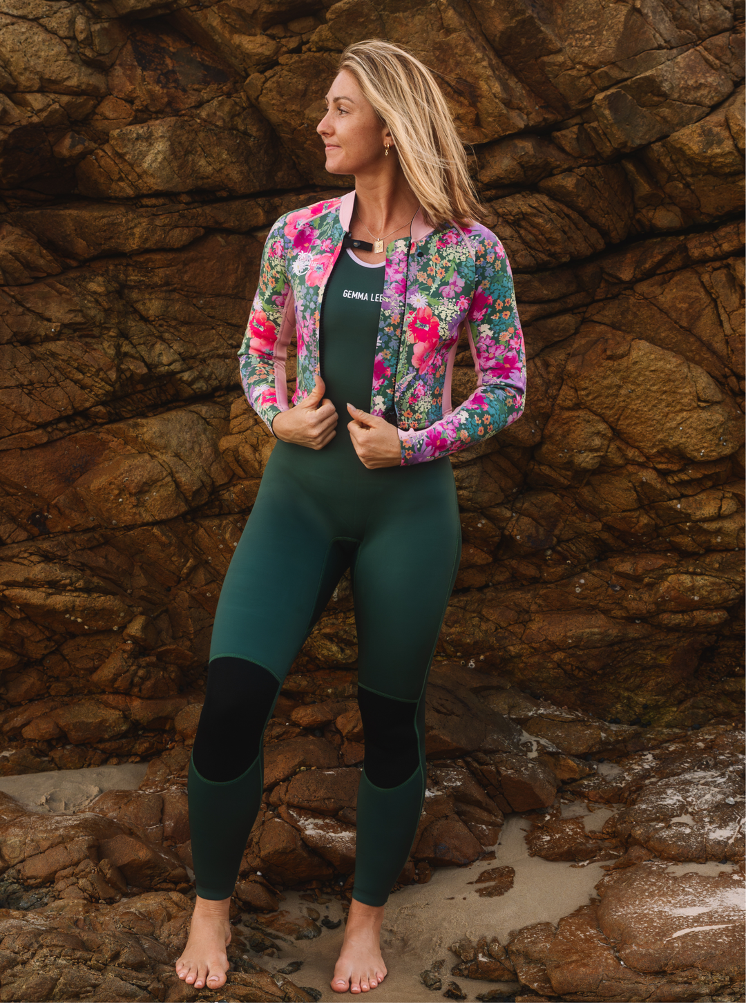 Women's 2mm Wetsuit Cropped Jacket- Garden By The Sea